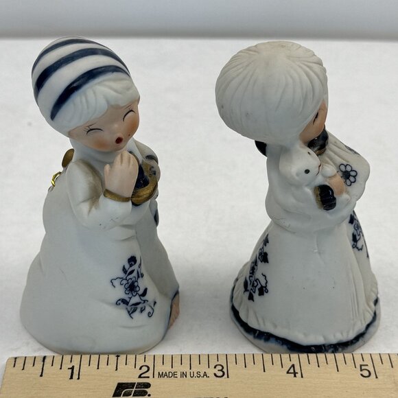 Set of 2 Vintage Jasco Royal Majestic Bell Porcelain Bisque Girl Figurine Blue - Picture 12 of 16